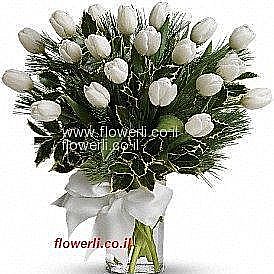 זר טוליפים לבן זר טוליפים לבן