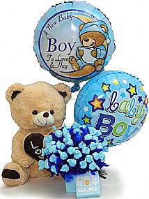 זר שוקולדים להולדת הבן בלונים ודובי זר שוקולדים להולדת הבן בלונים ודובי